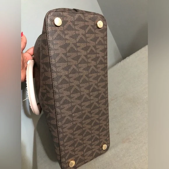 Michael Kors Signature Brown and Pink Satchel - Picture 3 of 5